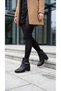 Women's Shiny Metal Accessory and Rubber Detailed Thick Heeled Zippered Boots - 8