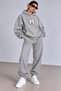 Hooded Tracksuit 2-Piece Set with Patterned Bottom and Top Combination with m Print