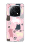 Redmi Note 14 Pro Plus 5g Compatible Cat and Paw Pink Printed Transparent Phone Case