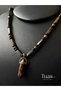 Tiger's Eye and Onyx Natural Stone Men's Necklace – Special Design Pointed Pendant, Symbol of Courage, Strength, and Stability - 2