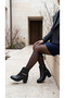 Women's Shiny Metal Accessory and Rubber Detailed Thick Heeled Zippered Boots - 6
