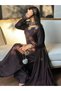 Chocolate Brown Crepe Silk Embroidered Farshi Salwar Suit Set - HRT9247 | Chocolate Brown-Size:M-38-Inches - 2