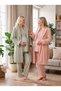 New Season Powder Shawl Collar Winter Button Detailed Special Design Long Sleeve Maternity Pajama Set - 2