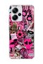 Redmi Note 13 Pro Plus 5g Compatible Pink Star Zebra Printed Transparent Phone Case