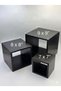 3-Pieces Black Wooden Square Riser Stand Set - 2