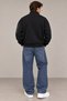 Men's Black Oversize Sweatshirt with Half Zipper, Stand Collar, Sleeve Pockets, 3 Thread Ribbed Winter Sweatshirt - 4