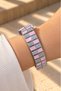 Swiss Women's Wristwatch 22X18 mm with Crystal Stones Steel Case and Bracelet Pink Detail - 2