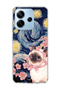 Redmi Note 14 4g Compatible Orange Cat Daisy Printed Transparent Phone Case with Scarf