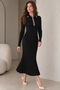 Women's Polo Neck Ribbed Midi Length Knitwear Dress - 4