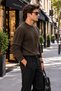 Men's Hair Braided Patterned Crew Neck Knitwear Sweater Regular Fit Acrylic Cotton Blend - 2