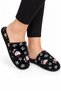Unisex Home Furry Non-Slip Sole Slippers Black-White - 5