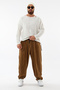 Velvet Pleated Tan Jogger Men's Trousers Coc3620