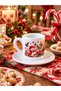 Special for New Year's Day Turkish Coffee Cup with Mixed Patterns, Santa Claus, Snowman and Deer Patterned New Year Gift