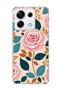 Redmi Note 13 Pro 5g Compatible Pink Rose Leaf Printed Transparent Phone Case