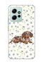 Redmi Note 12 4g Compatible Sausage Dog Blue Flower Printed Transparent Phone Case