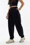 Velvet Pleated Black Jogger Women's Trousers Coc3623 - 8