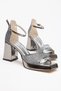 Women's Pointed Toe 8.5 cm Platinum Glitter Heeled Evening Dress Shoes - 3