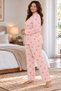 Milan Fabric Front Buttoned Long Sleeve Large Size Women's Pajama Set 3497 - 4
