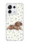 Redmi Note 13 Pro 5g Compatible Sausage Dog Blue Flower Printed Transparent Phone Case