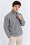 Men's Half Zipper Loose Gray Sweatshirt - 4