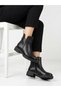 Women's Black Genuine Leather Zippered Non-Slip Sole Casual Boots - 2