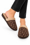 Unisex Home Furry Non-Slip Sole Slippers Brown-Beige - 4