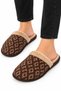 Unisex Home Furry Non-Slip Sole Slippers Brown-Beige - 2