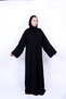 Women's Black Front-Open Nida Abaya with Beaded Wave Embroidery - 2