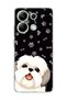 Redmi Note 13 4g Compatible White Dog Black Paw Printed Transparent Phone Case