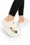 Women's Warm Plush Button Detailed House Slippers White-Brown