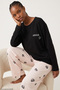 Salmon Heart Patterned Cotton Knitted Pajama Set 8094 - 3