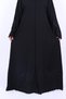 Women's Black Front-Open Nida Abaya with Beaded Wave Embroidery - 3