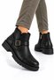 Men's Fur Lined Boots with Side Buckle and Non-Slip Sole Black - 4