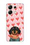 Redmi Note 13 4g Compatible Sausage Dog Red Heart Printed Transparent Phone Case