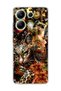 Redmi Note 13 4g Compatible Leopard Gold Collage Printed Transparent Phone Case