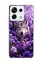 Redmi Note 13 Pro 5g Compatible Wolf and Purple Flower Printed Transparent Phone Case