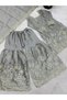 Grey GMY Silk Embroidered Sharara Suit Set with Dupatta - HRT101489 | Grey-Size:M-38-Inches - 3