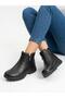 Women's Black Genuine Leather Zipper Detailed Orthopedic Non-Slip Sole Warm Daily Boots - 2