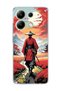 Redmi Note 13 4g Compatible Red Kimono Samurai Printed Transparent Phone Case