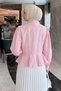 Flywheel Detailed Balloon Sleeve Shirt Y00095 - Pink - 4
