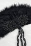 Black Bridal Fan, Sparkling Vip Dubai Lace-Up, Bachelorette Party Bride to Be Bridesmaid Henna Night Wooden Feathered Engagement Circumcision Wedding - 2