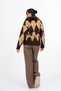 Women's Winter Black Rosalinde Plush-Collar Diamond Patterned Knit Cardigan 26502 - 3