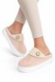 Women's Warm Plush Button Detailed House Slippers Pudra - 4