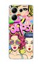Redmi Note 13 4g Compatible Colorful Comic Women Printed Transparent Phone Case