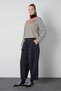 Women's Black Crop Wide Sleeve Oversize Printed Striped Sweatshirt 32078 - 6