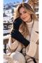 Black Soft Textured Feathered French Painter's Beret and Gloves Set of 2 - 3