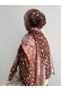 Fawn Patterned Bamboo Shawl - Brown & Salmon - 2