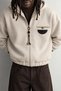 Men's Leather Pocket Detailed Zippered Hooded Oversize Sweatshirt