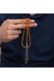 Metal Tasseled Capsule Cut Transparent Orange Crimped Amber Prayer Beads - 7
