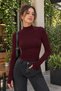 Women's Viscose Half Turtleneck Finger-Looped Long Sleeve Blouse - 2